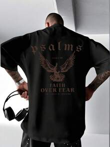 Camiseta para Hombre, playera de paloma y Faith Over Fear, diseño espiritual elegante, look sereno moderno, para amantes de frases inspiradoras, moda religiosa, outfit tranquilo,playera de hombre,ropa de hombre,playeras,parejas,envio nacional,regalo para hombre,oversize hombre. - Negro - Ver 1