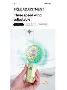 MEET SUN 1pc Rechargeable 300mAh Lithium Battery Handheld Portable Eyelash Fan With 3 Wind Speeds - White - View 5