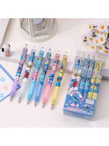 6pcs/12pcs Set Neutral Gel Pens, Stitch, Strawberry Bear Cartoon Character Themed, Quick Dry Ink, Signature Pens, Writing Pens, Stationery Pens For Students - Stitch Pen - View 4