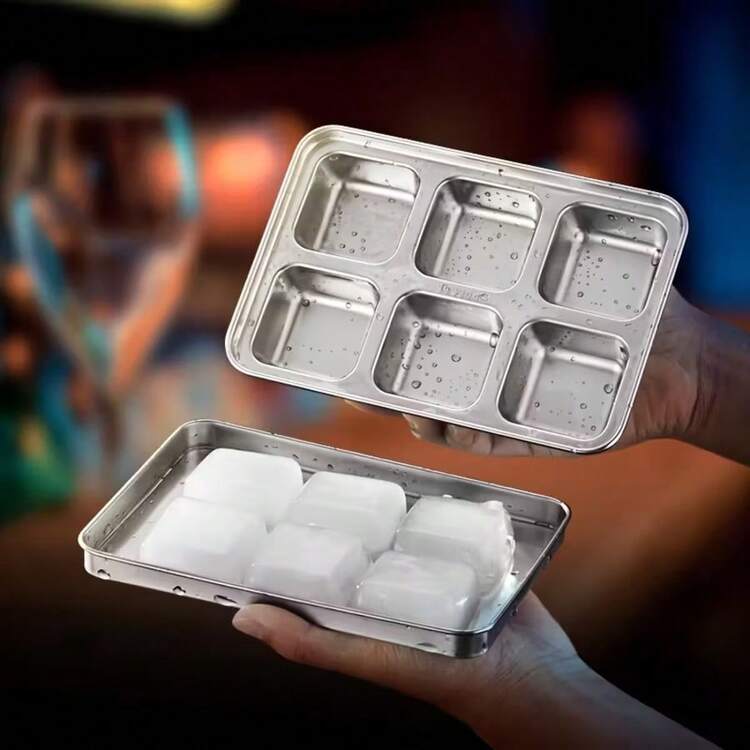 1pc Thick Stainless Steel Ice Cube Tray, Square Ice Mold With Lid, Easy Release Fast Freezing - Multicolor - View 4