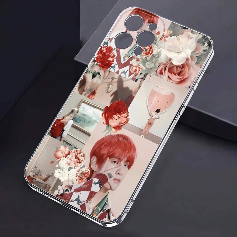 Collage floral de Taehyung con cabello rojo. Esta elegante funda con temática de es compatible con Samsung, Apple, VIVO, OPPO, , Transsion, , y Honor. Fabricada en silicona TPU, ofrece protección contra golpes y caídas, además de una sensación superior. Es un regalo ideal para familiares, amigos y seres queridos, y una opción perfecta para San Valentín y Año Nuevo. - transparente - Ver 1