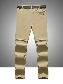 秋冬新款男士户外速干裤，可拆卸两件式徒步登山裤，防风防水运动裤 - 卡其色 - 查看 4