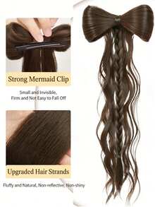 Bowknot Half-Tied Wig Braid, Korean Princess Style Duck Mouth Clip Buns Curly Hair Extension Ponytail - Multicolor - View 3