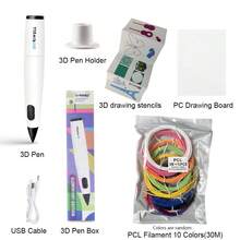 3D Printing Pen Set With 10 Colors PCL Low-Temperature Filaments (Random Color) And Drawing Board, Essential For Back To School Season - White - View 3
