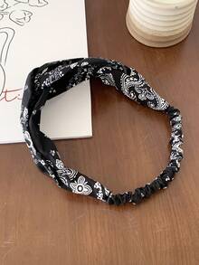 1pc Retro American Cashew Wide Elastic Headband, Criss-Cross Design, Unisex, Multi-Color, Fashion & Versatile Fashion Hair Accessories Women Hair Band - Multicolor - View 15