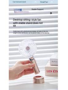 MEET SUN 1pc Transparent Solar Powered Crystal Rechargeable Quiet Fan, 3 Wind Speed Settings, Portable & Mountable, Best Selling Cross-Border Product, Comes With Hanging Strap - Multicolor - View 8