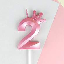 1件創意粉色皇冠造型0-9數字生日蠟燭，生日蛋糕裝飾，生日派對裝飾，適用於生日、週年紀念、性別揭曉派對、單身女派對、畢業典禮 - 粉色 - 查看 11