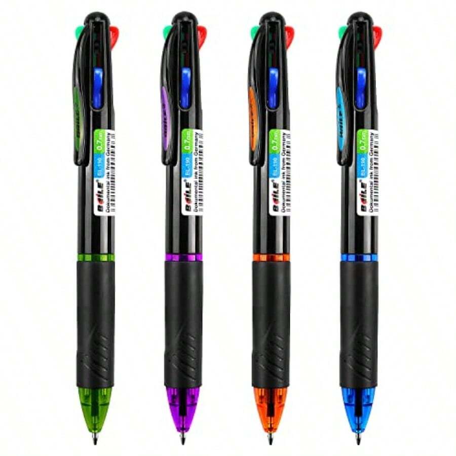 4 Pack Multicolor Ballpoint Pens 4-In-1 0.7mm Colored Retractable Ballpoint Gift Pens For Office School Supplies Students Gift - 4 - 查看 1
