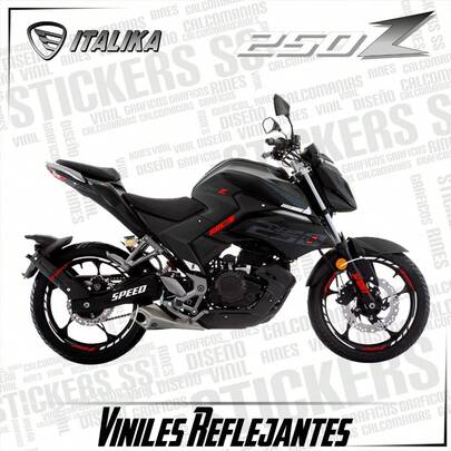 Sticker Rin Reflejantes Italika 250z Negra Nueva + Regalo 2