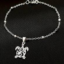 A Stylish Alloy Turtle Bead Chain Ankle Bracelet For Women, Perfect For The Beach - 銀色 - 查看 6