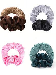 女士免加热卷发棒，棕色缎面材质，发箍式设计，内置柔韧金属丝，适合过夜使用，高回弹橡胶填充，柔软舒适，无需加热即可打造自然卷发，适合普通发质，尤其适合长发，时尚百搭，是外出和运动的理想配饰。母亲节礼物，送给妈妈的礼物。缎面材质。 - 彩色 - 查看 17