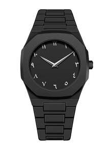 Black Round Men's Quartz Watch, Plastic Strap, Arabic Numeral Dial, Suitable For Daily Wear, Great Gift - Black - View 4