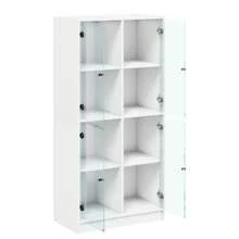 vidaXL Highboard mit Türen Weiß 68x37x142 cm Holzwerkstoff - Weiss - Übersicht 6