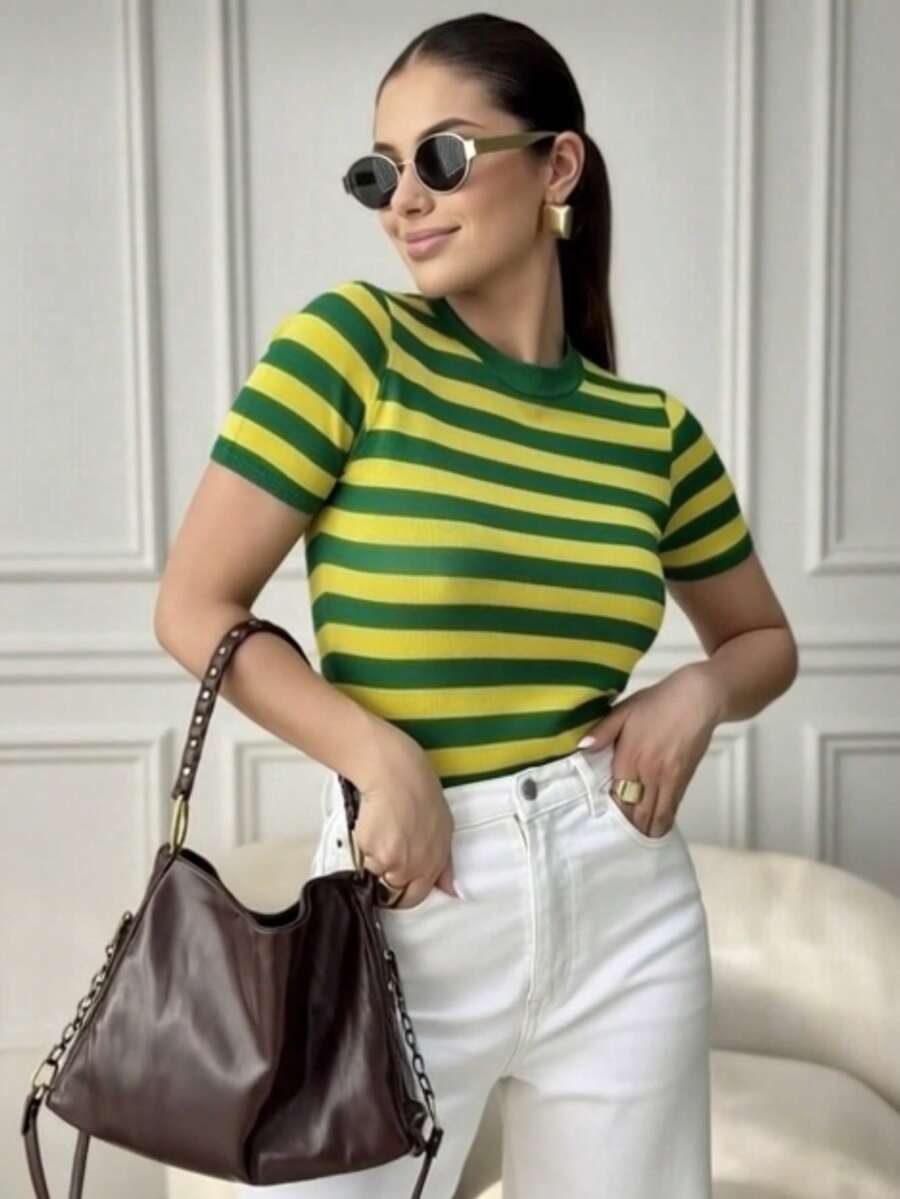 Women's Brazil Look Copa Blouse In Premium Modal - 綠色和黃色 - 查看 1