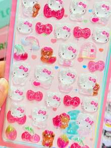 Pegatinas de cristal 3D con diseños japoneses lindos, estilo dulce y soñador de chica, y estética minimalista, que presentan diversos patrones artísticos y prácticos. - Multicolor - Ver 2