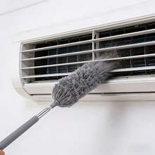 Bộ dụng cụ vệ sinh máy hút bụi sợi siêu mịn, kèm cần nối dài, thiết kế thu gọn linh hoạt, thích hợp cho quạt trần, trần nhà cao, rèm cửa, đồ nội thất, bề mặt xe hơi và làm sạch bụi nhẹ, màu xám. - A - Xem 3