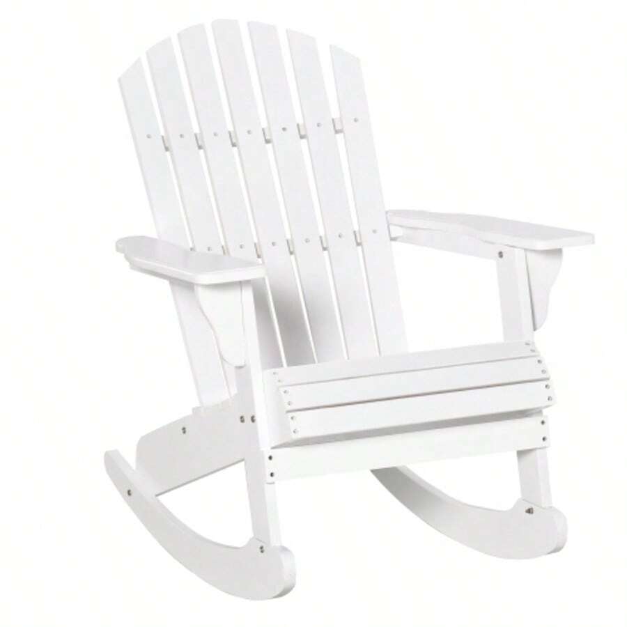 Adirondack Garden Chair, Rocking Chair, 77 X 94 X 97 Cm, White, Weather-Resistant, Ideal For Garden And Balcony Furniture - C - View 1