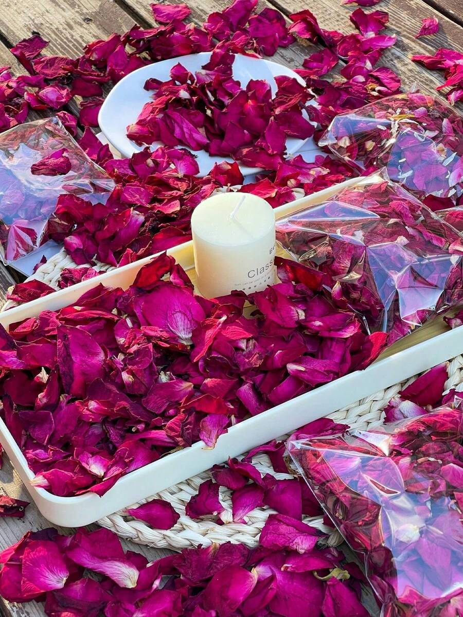 50/150/300/600/3000pcs Natural Dried Rose Petals: Wedding Confetti - Red - View 1