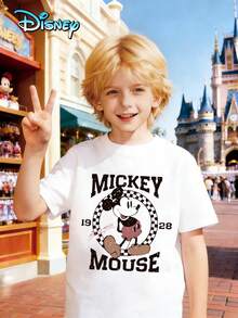 Printed With Disney Mickey Mouse Pattern, Disney Officially Authorized High-Quality Children's T-Shirts, Perfect Gifts, Fashionable Casual Clothes, Children's Clothing For Boys, Boys' Gifts, Four Seasons, Creative And Personalized T-Shirts. - trắng - Xem 1
