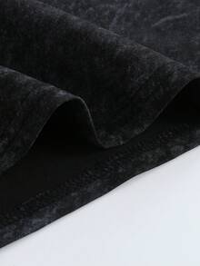 男童休闲简约标语雪花印花圆领短袖T恤，时尚舒适新款，春夏款 - 黑色 - 查看 5