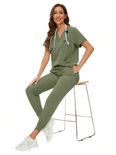 Surgical Uniforms Woman Scrub Set Nurse Beauty Salon Workwear Clinical Scrubs Top Pants Sets Spa Doctor Nursing Clinical Suit