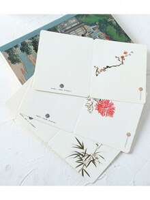 10pcs Chinese Style Minimalist Classical Greeting Cards, Folding Gift Cards With Blessing Messages For Festivals, Birthdays - Multicolor - View 8