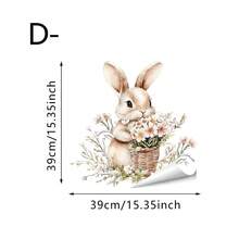 1pc Creative Easter Bunny Wall Sticker, Vivid Rabbit And Flower Basket Window Decal, Vinyl Static Cling Glass Sticker, Suitable For Spring Home Farmhouse Kitchen Decor - multicolor - View 17
