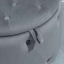 Storage Pouf, Padded Stool, Storage Chest, Round Pouf With Lid, Velvet Look, Grey, Ø60 X 40 Cm, For Living Room And Bedroom - Dark Grey - View 8