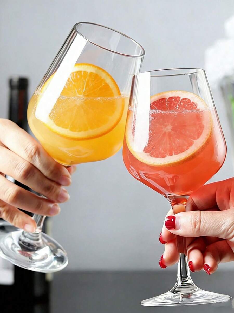1pc Reusable Juice Glass, Thick Transparent Stemware, Milk Cup Set, Suitable For Party And Wedding Juice Cup - Clear - View 1