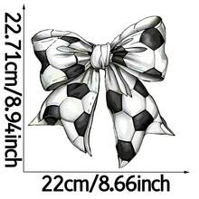 1pc Soccer Bowknot Iron-On Transfer Decal - DIY Heat Press Sticker For T-Shirts, Jeans, Backpacks | Washable Polyester Patch - R0023-8 Football Bow Tie 1pcs - View 2