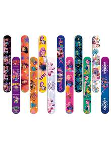 12/24PCS K POP Cartoon Slap Bracelets DemonHunters Anime Figure Image KPOPPP Wrist Strap Clap Ring Theme Birthday Party Supplies Photo Props Slap Wristband Christmas Stocking Fillers Valentine's Day Easter Party Small Gift - White - View 4