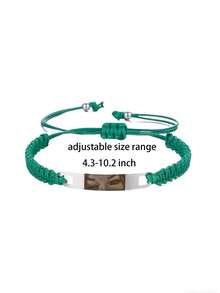 Handmade Braided Eye Stainless Steel Laser Engraved Fashionable Bracelet, Valentine's Day Gift - Mint Blue - View 4