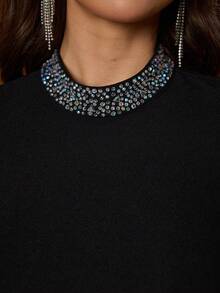 魔幻，新款，高领，优雅，舞会礼服，印花设计，镂空，开衩，包臀，鱼尾裙摆，适合，舞会，婚礼，派对礼服，婚礼宾客礼服，晚礼服，黑色礼服 - 黑色 - 查看 8