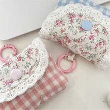 Floral Print Coin Purse Headphone Storage Bag Small Change Purse Coin Bag Lovely Coin Pouches Lace Earphone Case - Đỏ - Xem 4