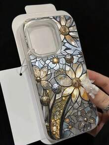 花卉彩绘优雅新款羽毛网状银色极简手机壳，兼容 17/17 Pro Max、15、16/16 Pro、15 Pro Max、P13、P14、P11软壳、P12防摔、XS、XR、7/8、7/8 Plus、S2、A14、A15、S23 Ultra、A50、A12、A32、A52、A72、A51、A21S、A13、A14、S22 Ultra、S23、A33、A53、S20 FE - 彩色 - 查看 2