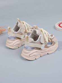 1双米色儿童运动鞋，夏季时尚女童网面鞋，男童休闲软底厚底运动鞋，镂空透气婴儿凉鞋 - 米色 - 查看 6
