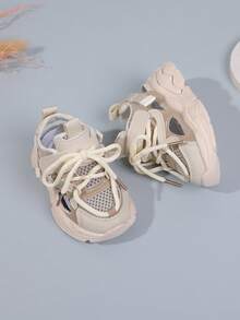 1双米色儿童运动鞋，夏季时尚女童网面鞋，男童休闲软底厚底运动鞋，镂空透气婴儿凉鞋 - 米色 - 查看 8