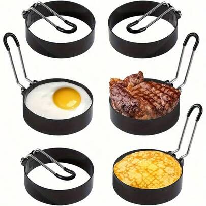 1 cái khuôn trứng, khuôn luộc trứng, dụng cụ chần trứng tròn, vòng chiên trứng có tay cầm bằng silicon, vòng nấu trứng dùng trong khay nướng, khuôn trứng chống dính.