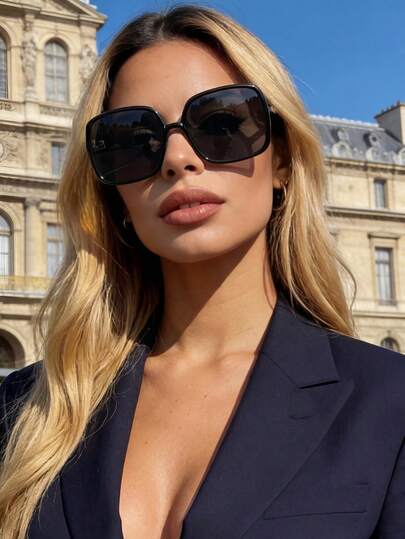 Polarized Sunglasses Women Retro Square Large Frame Plastic Fashion Glasses Classic Decoration Outdoor Sports Cycling Glasses Travel Beach Holiday Driving Fishing Summer UV Protection Sunglasses Men