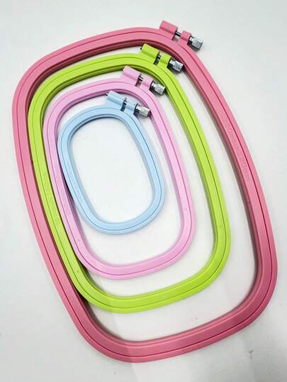 4个塑料绣绷 - 4种尺寸（9*13厘米/13*20厘米/18*26厘米/23*33厘米）可调节十字绣塑料框，适用于手工缝纫、DIY艺术、家居装饰 - 送给女性和初学者的工艺礼品