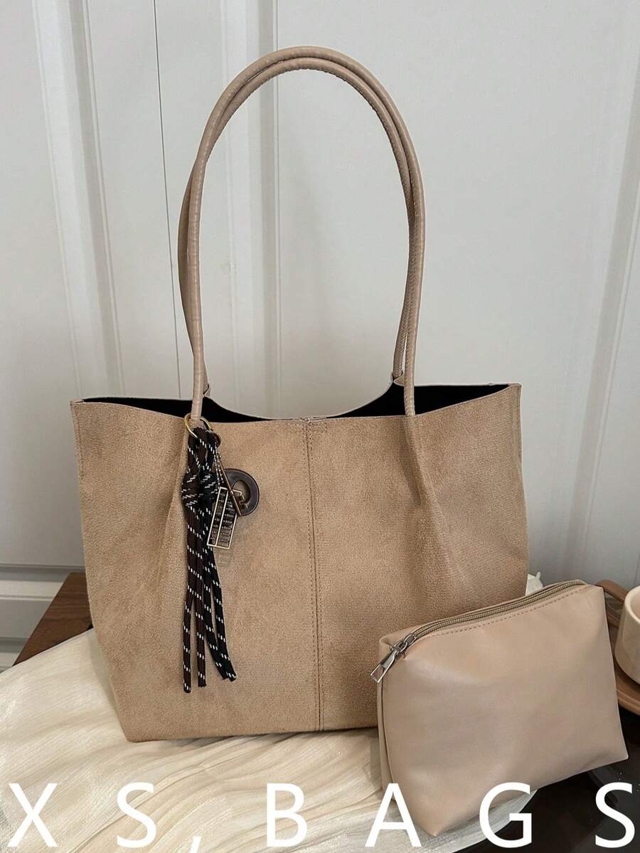 大容量手提包，新款秋冬多功能通勤单肩/腋下包，高品质手提包 - 卡其色 - 查看 1