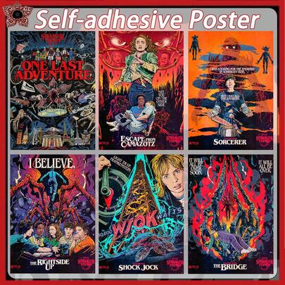 ST Poster, Hawkins Poster, Self-Adhesive Poster, Will Byers, Eleven, Mike Wheeler, Dustin Henderson Peel And Stick Poster, 30cm Poster, Includes Hard Paper Packaging, Home Decor Poster, Wall Decor, Birthday Gift, Party Decoration