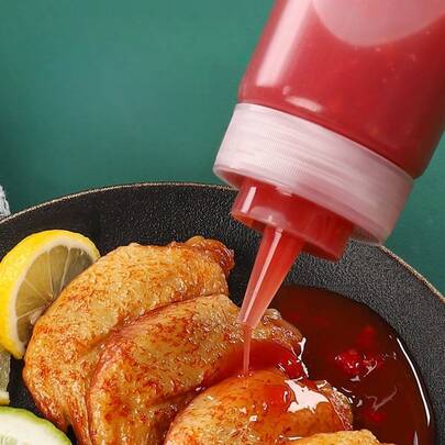 0.4cm Caliber Refillable Plastic Squeeze Bottle, Portable Condiment Dispenser For Home, Restaurant, Outdoor BBQ, Baking Decoration