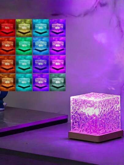 1pc 16-Color Aurora Wave USB Night Light With Flame Effect & Starry Sky Projection, Touch & Remote Control, Dreamlike Ambiance Light, Game Room Night Light Projector - Gift For Adults, Weddings, Christmas, Halloween, Bedroom Decor LED Lights, Parties, Bedroom Atmosphere Decor, Perfect Gift