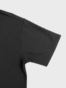 GRDR 夏季男士多功能纹理 Polo 衫，半拉链设计，翻领短袖 T 恤，休闲日常穿着 - 黑色 - 查看 5