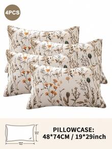 1pc/2pcs/4pcs Floral Print Pillowcase, Breathable Soft Comfortable, Envelope Closure Suitable For Bedroom Sofa Home Decor, Retro Style Bedroom Living Room Home Decor, Pillow Insert Not Included, Suitable For All Seasons - Multicolor - View 32