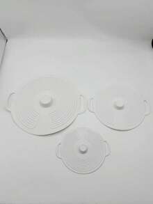 3件套硅胶盖，双把手吸盘密封 - 适用于微波炉和炉灶，可重复使用，适用于碗、盘子、平底锅和杯子 - 可用洗碗机清洗（请参阅说明） - 不粘耐热盖，锅盖，煎锅盖，透明盖 - 彩色 - 查看 10