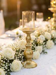 1 Peça/1 Conjunto de Suportes de Vela Romanos de Metal Fosco, Suportes de Vela Estilo Vintage, Para Decorações de Mesa de Centro em Casa, Centros de Decoração de Restaurante, Decorações de Quarto, Decorações Domésticas, Decorações de Vela de Casamento, Decorações de Mesa de Jantar - Dourado - Visão 18