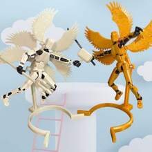 Figura de acción articulada de ABS del guerrero angélico de 6 alas, modelo de exhibición coleccionable, requiere autoensamblaje - Multicolor - Ver 6