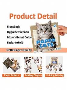 1/50pcs Handmade Origami 3D Cat Model, Interesting Handicraft Desktop Decor And Gift For Animal Lovers, Stackable Cat Figurine, Decorative, Multi-Color Options - Multicolor - View 3